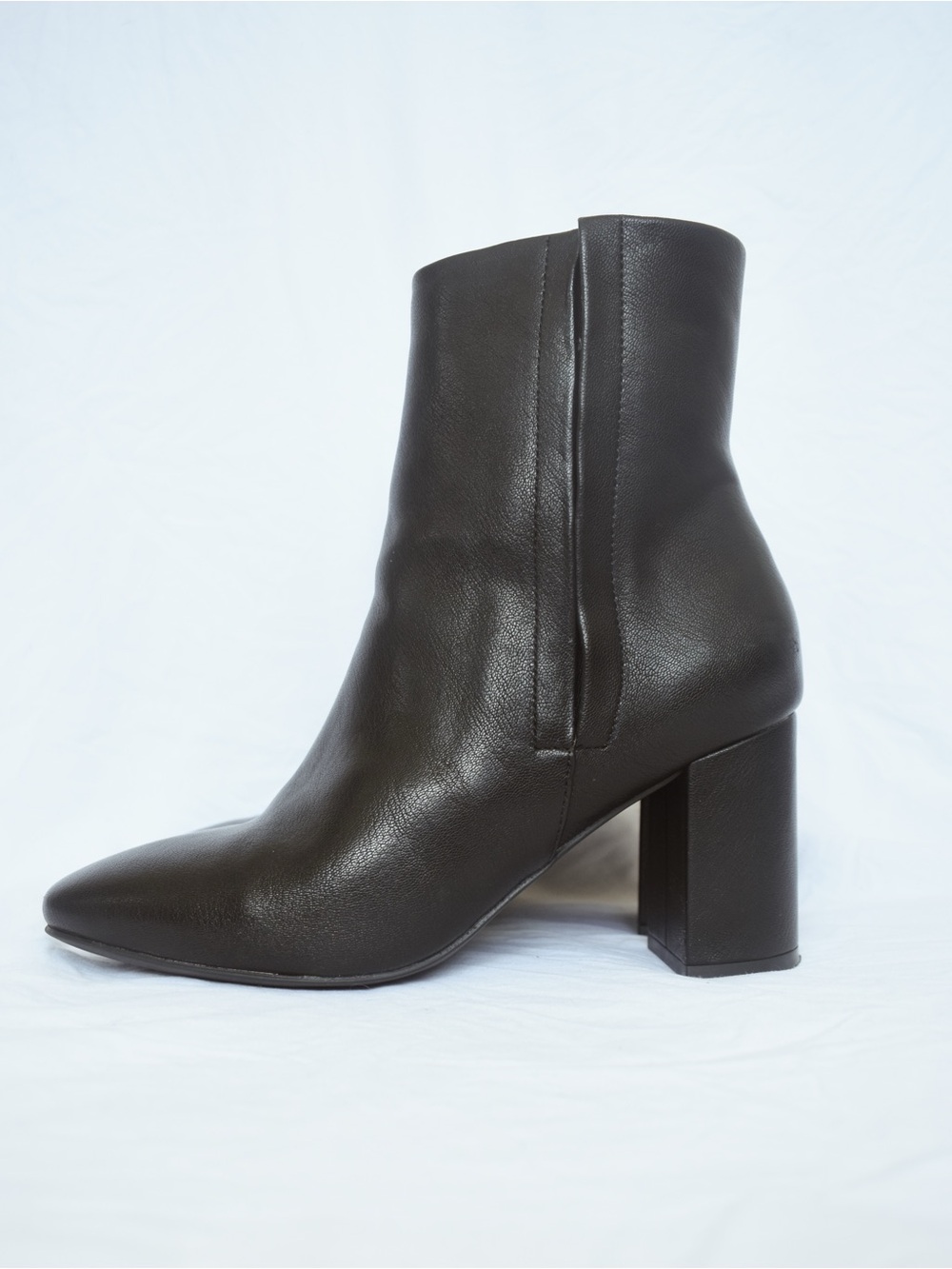 Block Heel Leather Ankle Boots